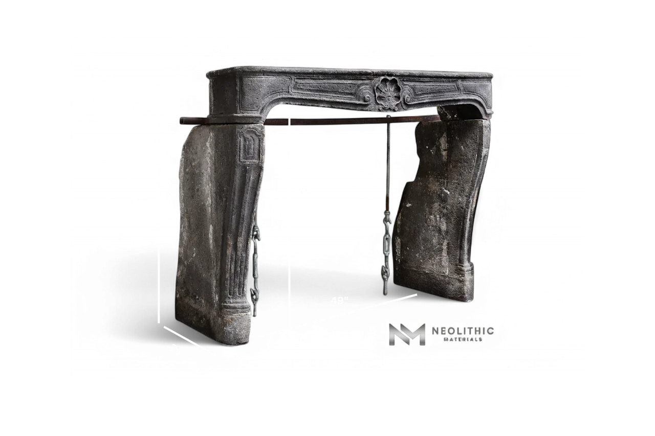 Antique Lava Stone Fireplace Mantel Louis XV Style - Image 6